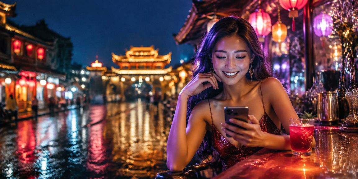 Màn hình neon Huế ban đêm – người dùng tìm hiểu casino trực tuyến qua điện thoại